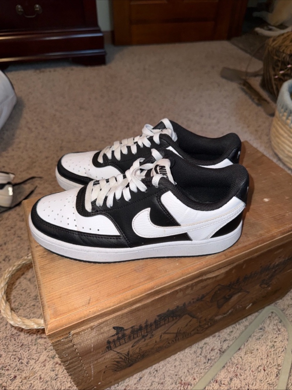 Nike Black and White Low-Cut Court Sneakers